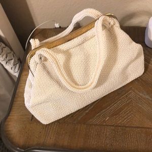Vintage cream White beaded handbag